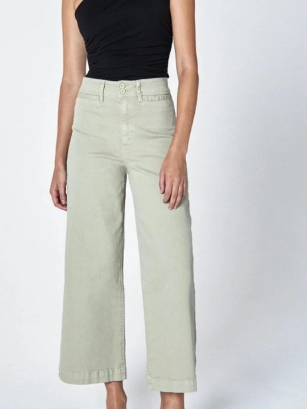 Unpublished Gemma High Rise Mod Sailor Pants Oyster Wide Leg Crop Size 29